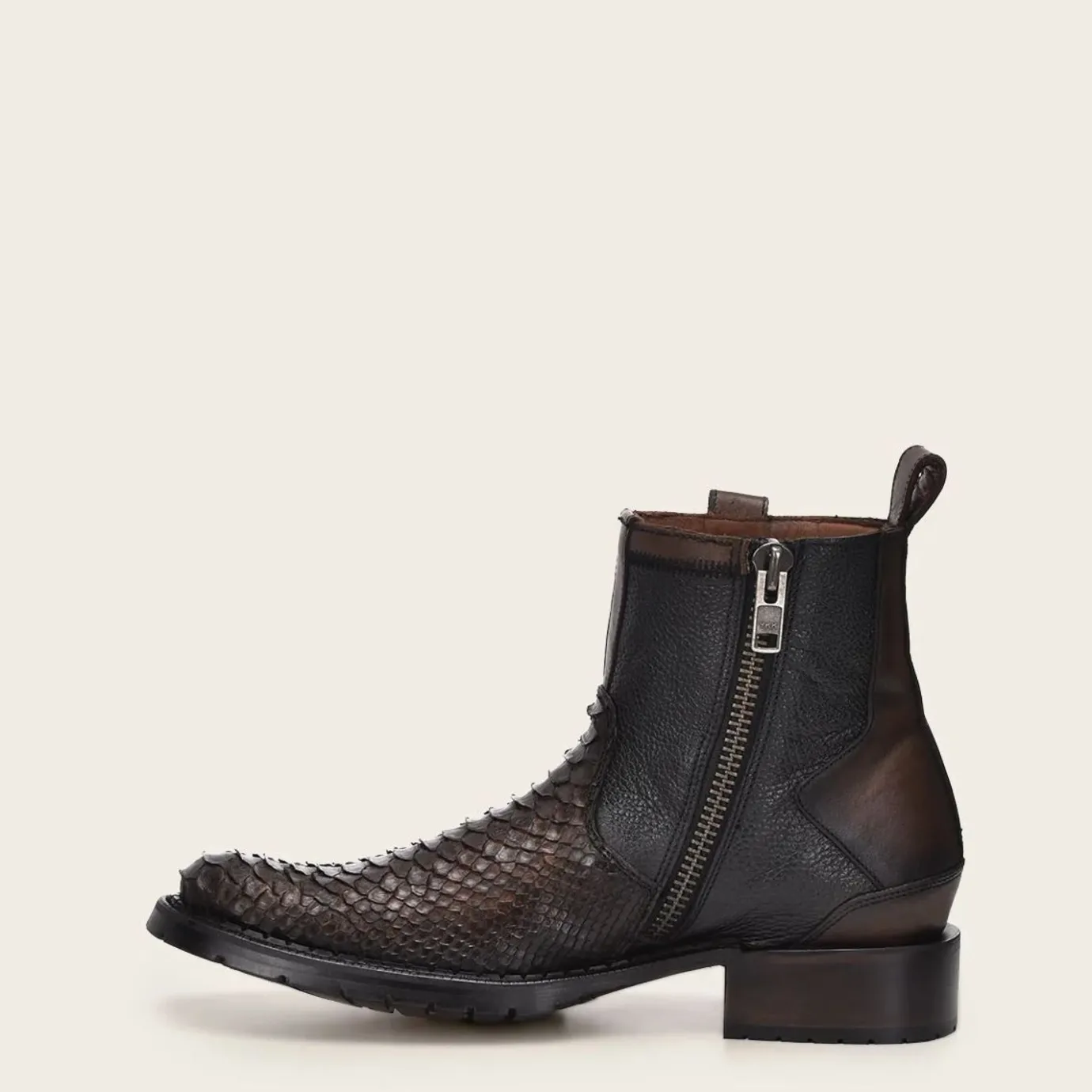 Men Cuadra Urban & Casual Boots-Casual Urban Brown Bootie In Genuine Python Leather