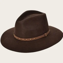 Women Cuadra Hats-Chocolate Brown Safari Wool Hat With Leather Headband