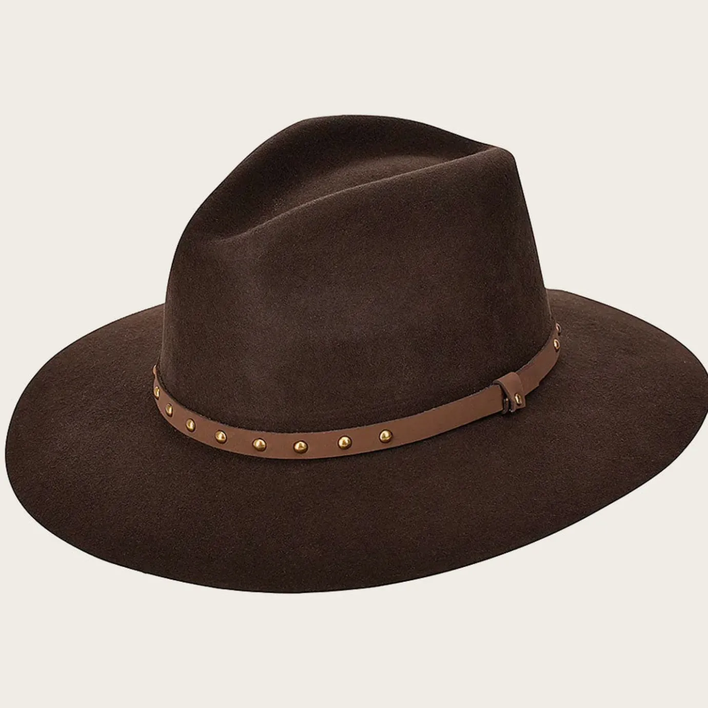 Women Cuadra Hats-Chocolate Brown Safari Wool Hat With Leather Headband