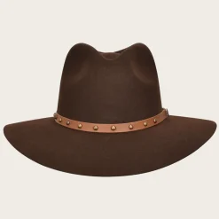 Women Cuadra Hats-Chocolate Brown Safari Wool Hat With Leather Headband