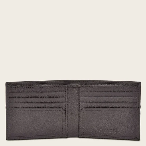 Men Cuadra Wallets-Contrasting Leather Strap Brown Leather Wallet