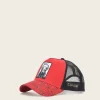 Women Cuadra Hats- Red Cap With Embroidery Bull Patch