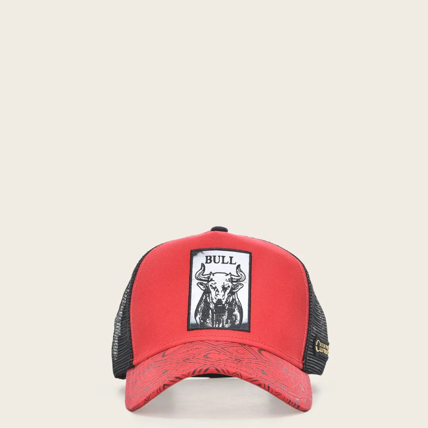 Women Cuadra Hats- Red Cap With Embroidery Bull Patch