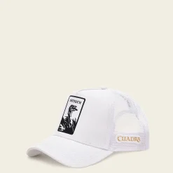 Women Cuadra Hats- White Cap With Embroidery Ostrich Patch