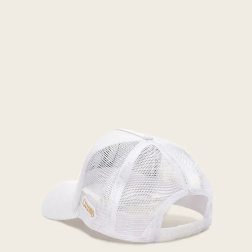 Women Cuadra Hats- White Cap With Embroidery Ostrich Patch