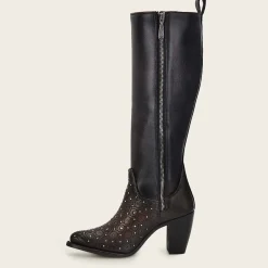 Women Cuadra Tall & Knee-High Boots-Dark Brown Tall Boot With Austrian Crystals Detail