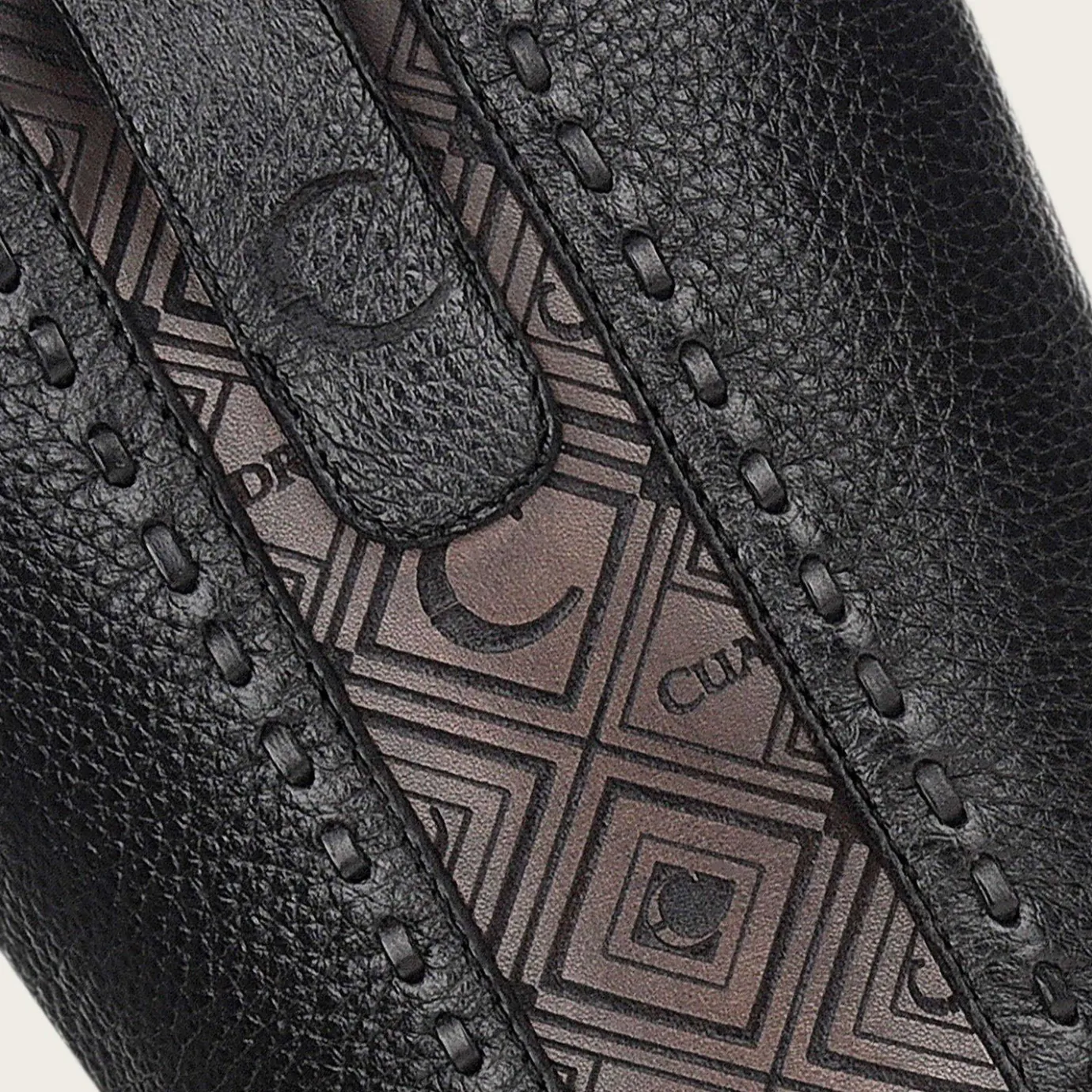 Men Cuadra Dress Boots-Dress Cowboy Boots, Engraved Black Deer Leather