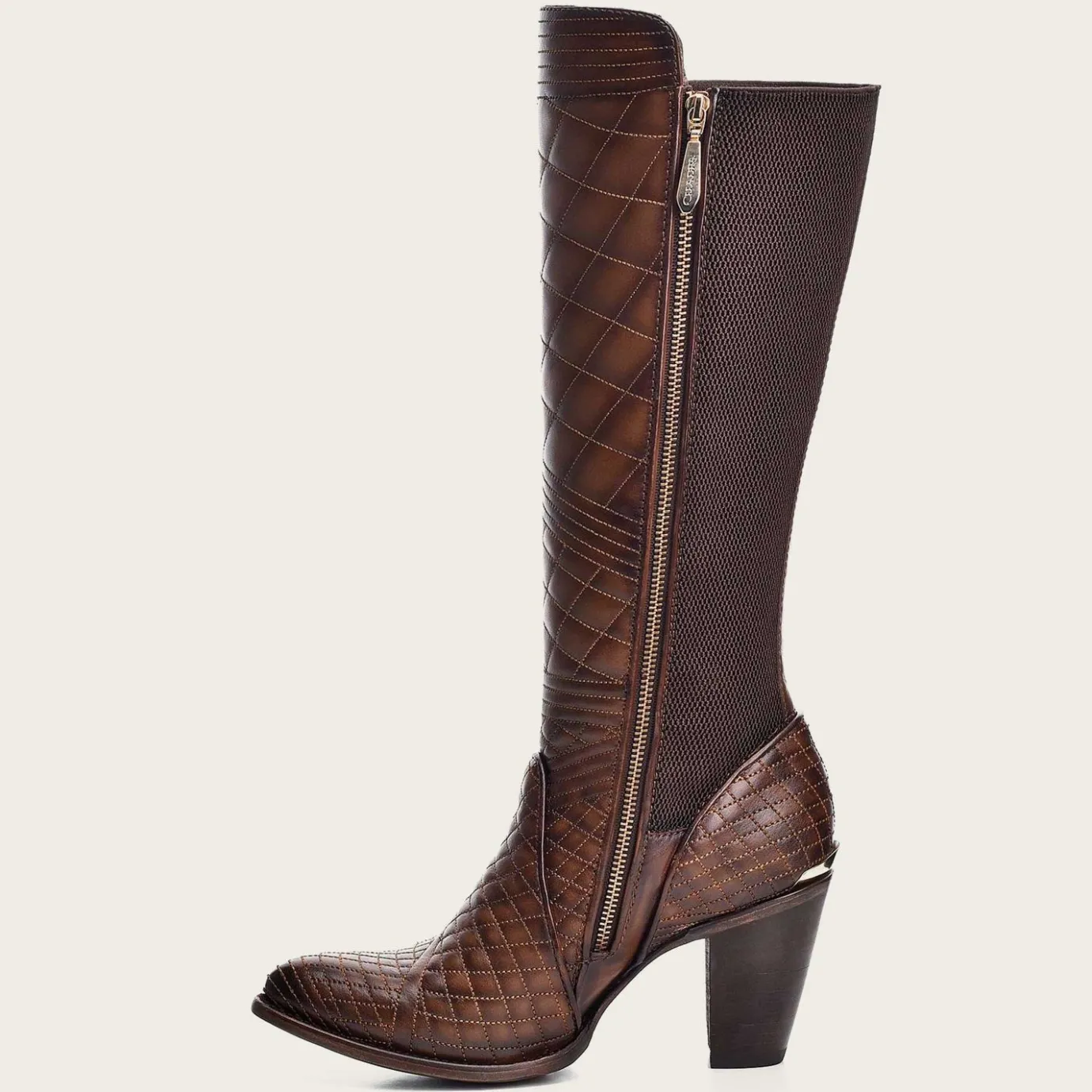 Women Cuadra Tall & Knee-High Boots-Embroidered Brown Leather Boot