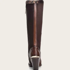 Women Cuadra Tall & Knee-High Boots-Embroidered Brown Leather Boot