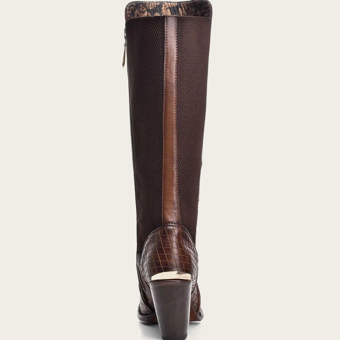 Women Cuadra Tall & Knee-High Boots-Embroidered Brown Leather Boot