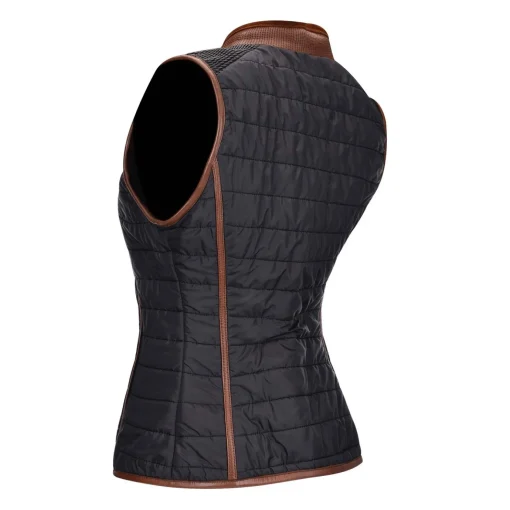 Women Cuadra Vests-Embroidered Honey Leather Reversible Vest