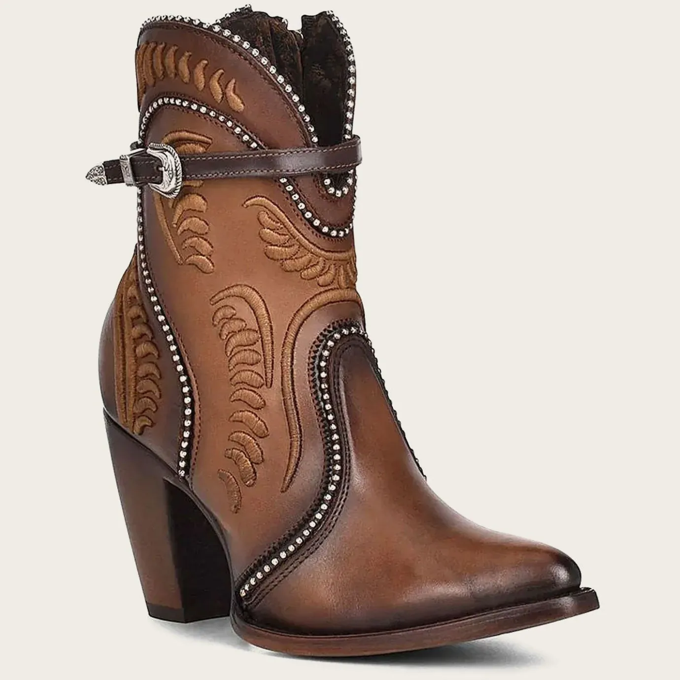 Women Cuadra Ankle Boots & Booties-Embroidered Honey Leather Western Bootie