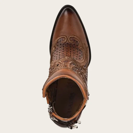 Women Cuadra Ankle Boots & Booties-Embroidered Honey Leather Bootie