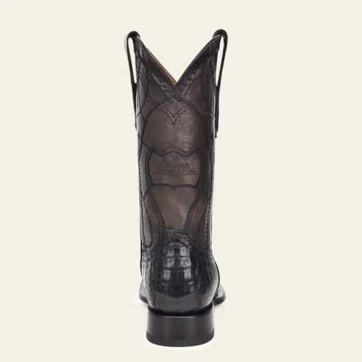 Men Cuadra Western Boots-Engraved Black High Exotic Leather Cowboy Boots