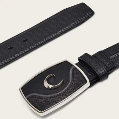 Men Cuadra Belts-Engraved Black Leather Western Belt