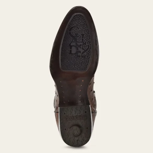 Men Cuadra Western Boots-Engraved Brown Ostrich Leather Western Boot