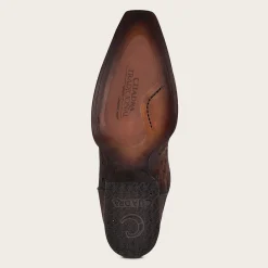 Men Cuadra Western Boots-Engraved Dark Brown Leather Boot