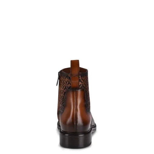 Men Cuadra Urban & Casual Boots-Engraved Hand-Painted Honey Leather Chelsea Boots By Franco