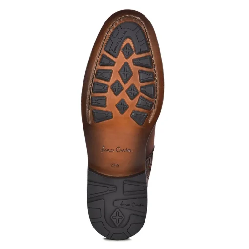 Men Cuadra Urban & Casual Boots-Engraved Hand-Painted Honey Leather Chelsea Boots By Franco