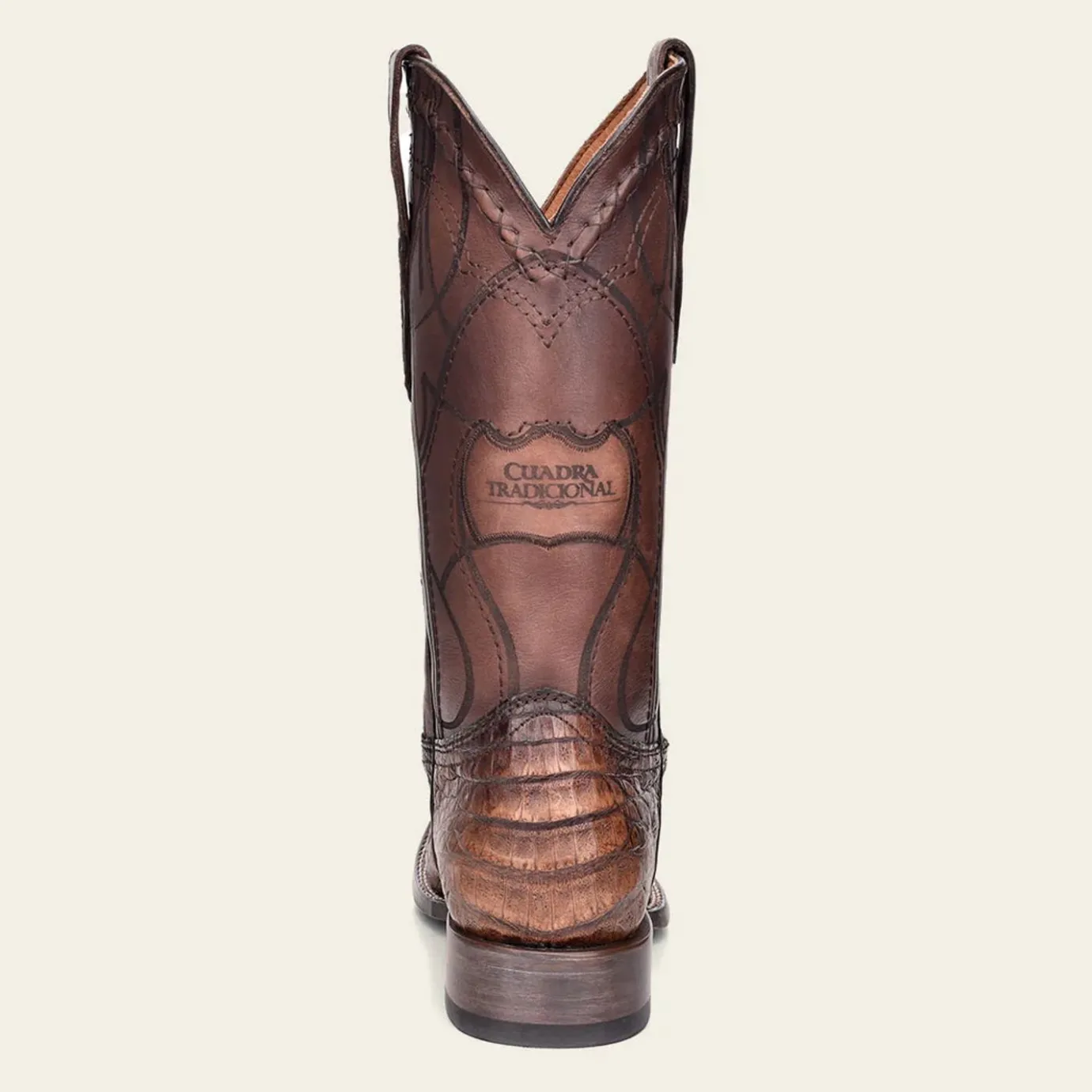 Men Cuadra Western Boots-Engraved Honey Brown Exotic Leather Cowboy Boots
