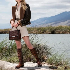 Women Cuadra Belts-Engraved Honey Leather Western Belt