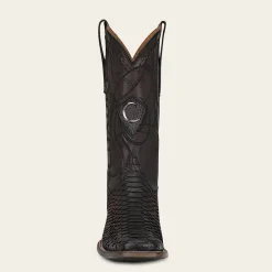 Men Cuadra Western Boots-Engraved Mahogany Python Leather Western Boot