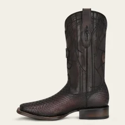 Men Cuadra Western Boots-Engraved Mahogany Python Leather Western Boot