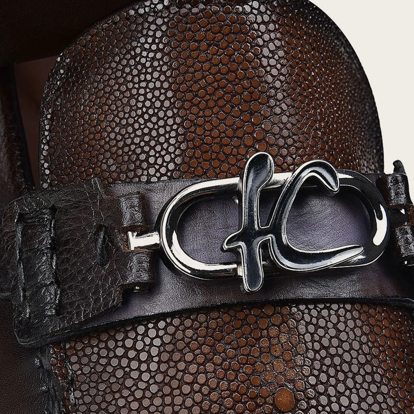 Men Cuadra Loafers & Driving Shoes-Exotic Brown Leather Driver With Interwoven Detail