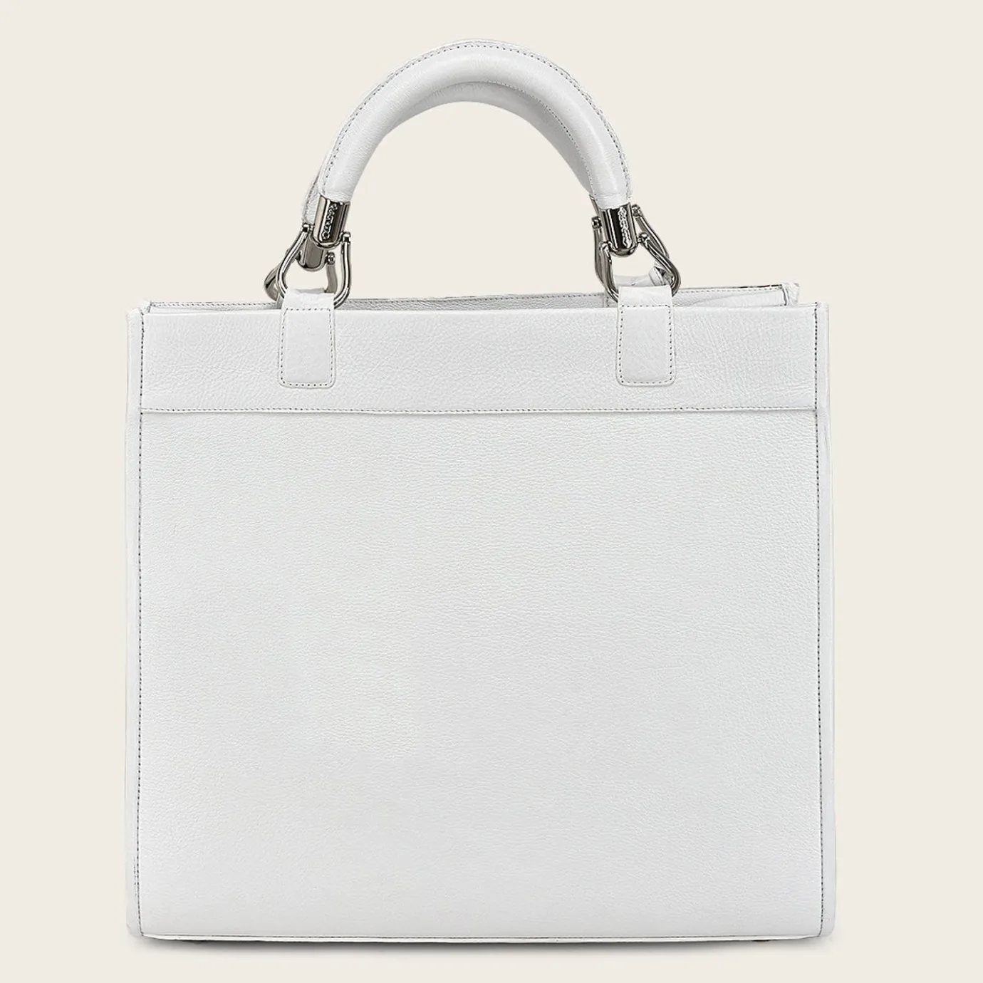 Women Cuadra Top Handle & Satchel Bags-Full Exotic White Leather Handbag
