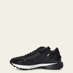 Men Cuadra Sneakers-Genuine Black Leather Sneakers With Eva Sole