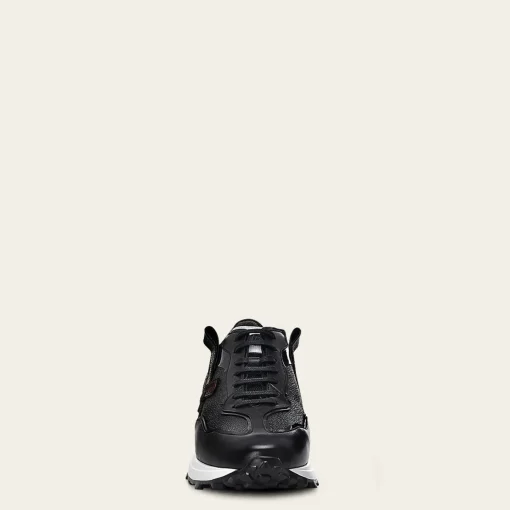 Men Cuadra Sneakers-Genuine Black Leather Sneakers With Eva Sole