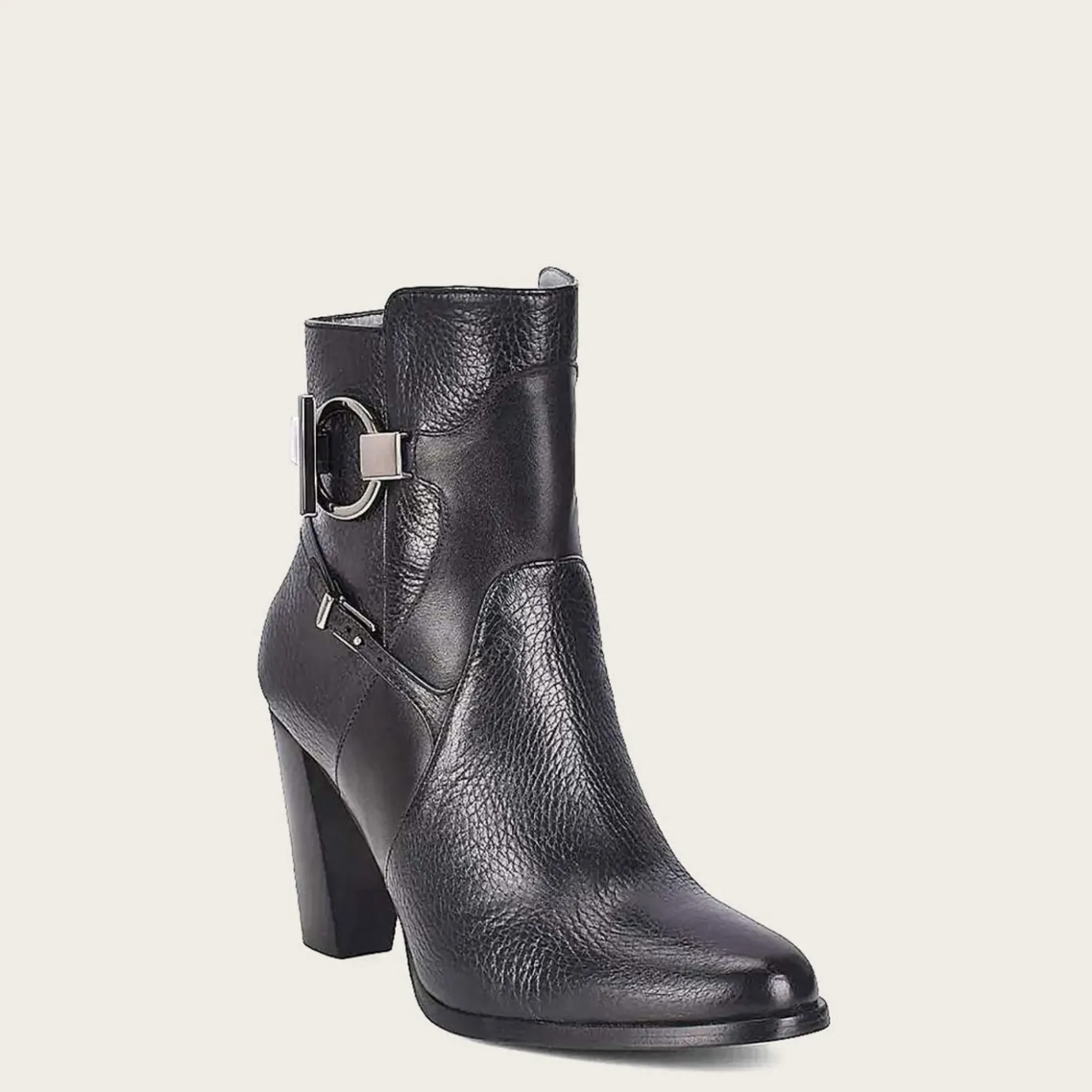 Women Cuadra Ankle Boots & Booties-Genuine Deer Black Leather Bootie