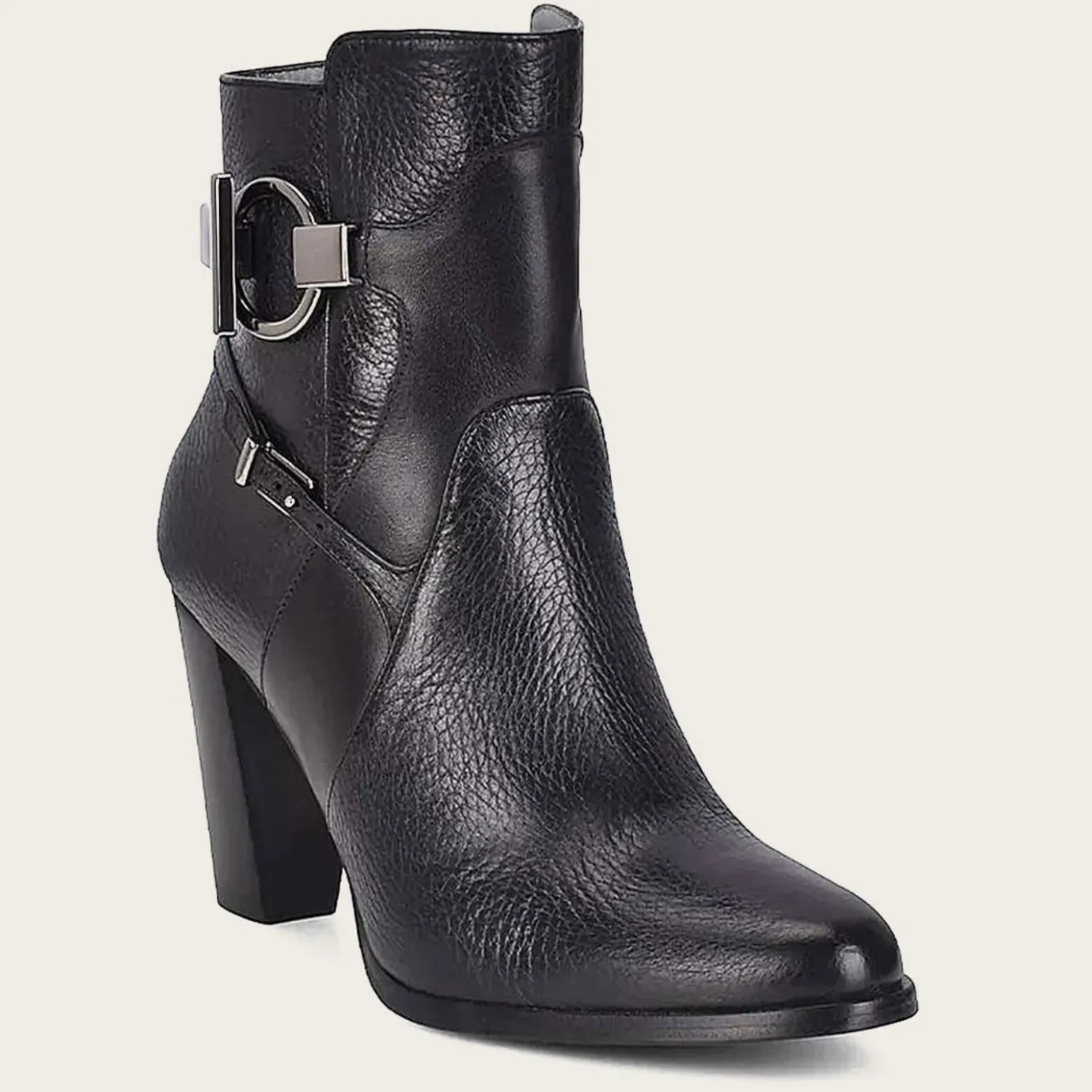 Women Cuadra Ankle Boots & Booties-Genuine Deer Black Leather Bootie