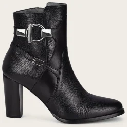 Women Cuadra Ankle Boots & Booties-Genuine Deer Black Leather Bootie