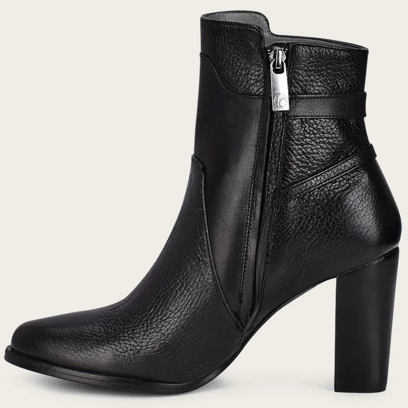 Women Cuadra Ankle Boots & Booties-Genuine Deer Black Leather Bootie