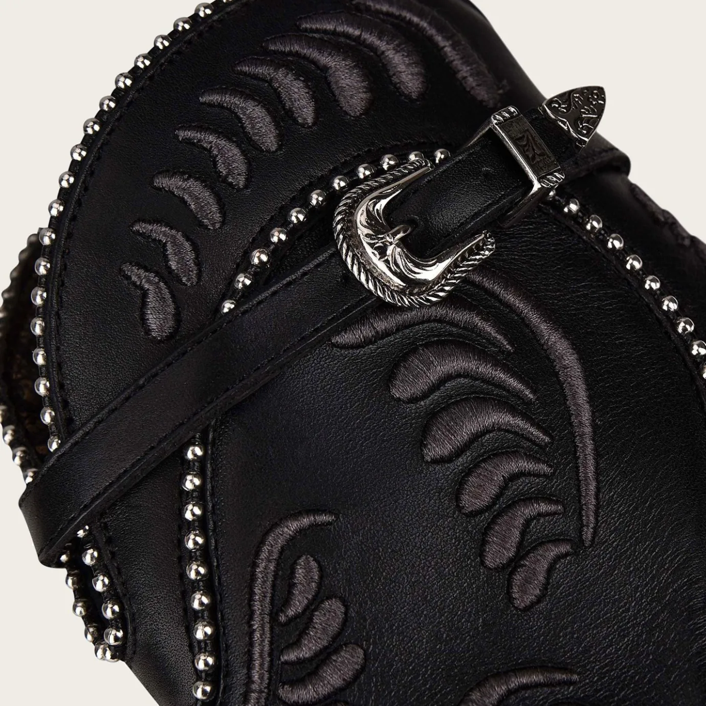 Women Cuadra Ankle Boots & Booties-Genuine Python Embroidered Black Leather Bootie