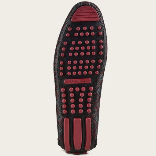 Men Cuadra Loafers & Driving Shoes-Genuine Stingray Embroidered Black Leather Driver