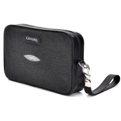 Men Cuadra Handbags-Handmade Black Leather Document Bag