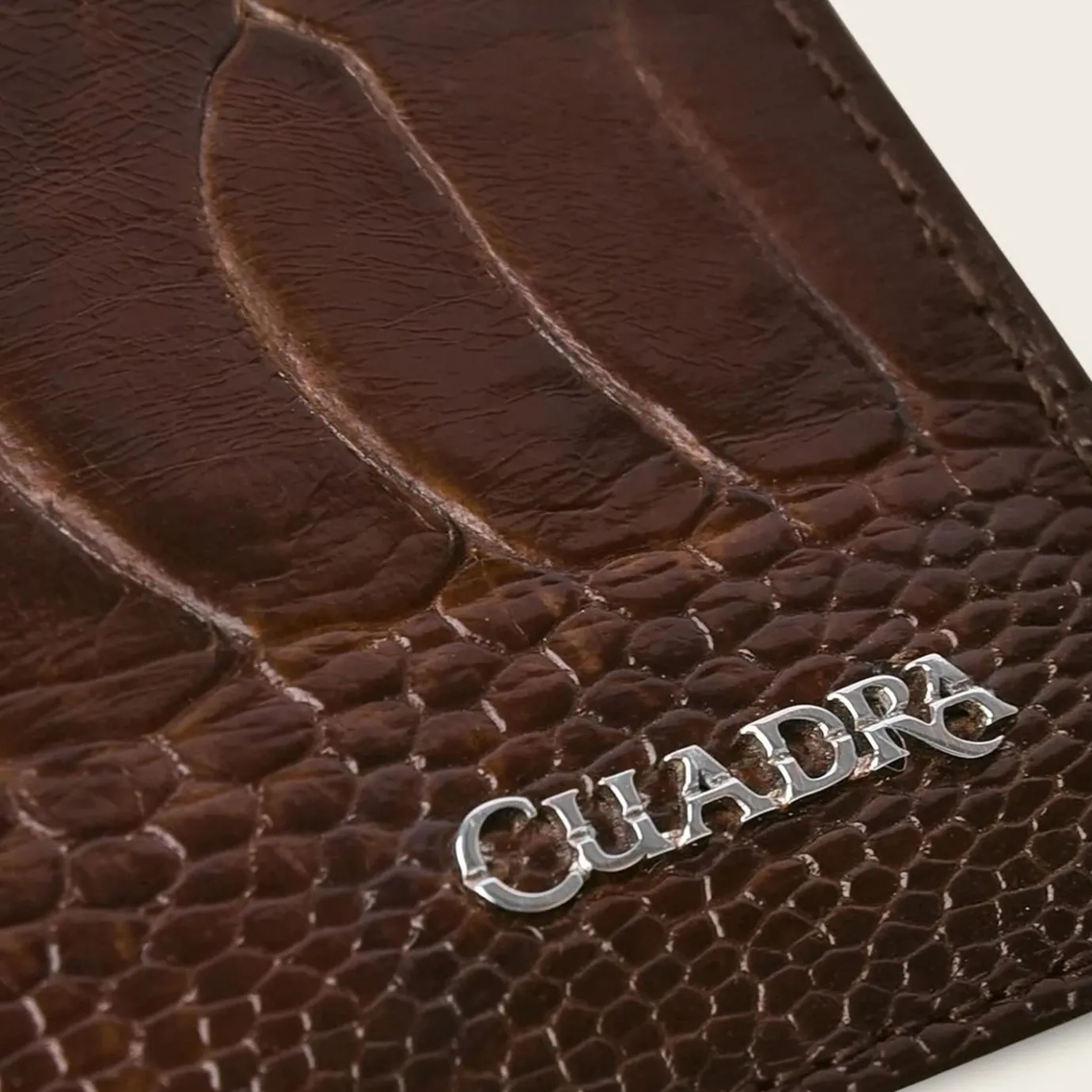 Men Cuadra Wallets-Handmade Brown Exotic Ostrich Leg Leather Bifold Wallet