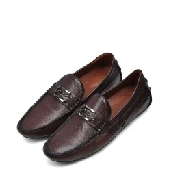 Men Cuadra Loafers & Driving Shoes-Hand-Made Brown Leather Driver