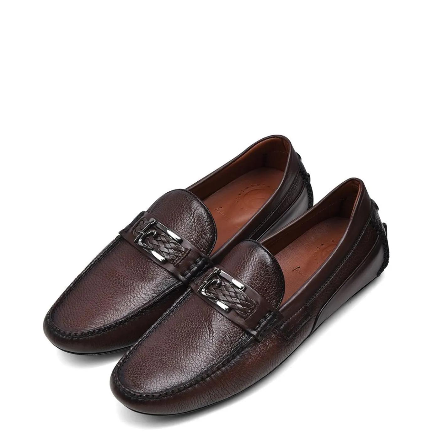 Men Cuadra Loafers & Driving Shoes-Hand-Made Brown Leather Driver