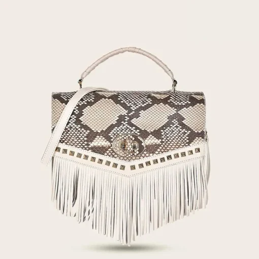 Women Cuadra Crossbody Bags-Handmade White Exotic Leather Casual Handbag
