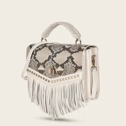 Women Cuadra Crossbody Bags-Handmade White Exotic Leather Casual Handbag