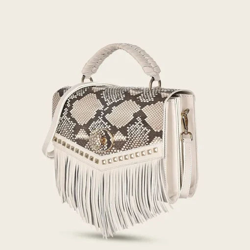 Women Cuadra Crossbody Bags-Handmade White Exotic Leather Casual Handbag
