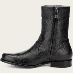 Men Cuadra Dress Boots-Hand-Painted Black Deer Leather Boots By Franco