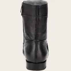 Men Cuadra Dress Boots-Hand-Painted Black Deer Leather Boots By Franco