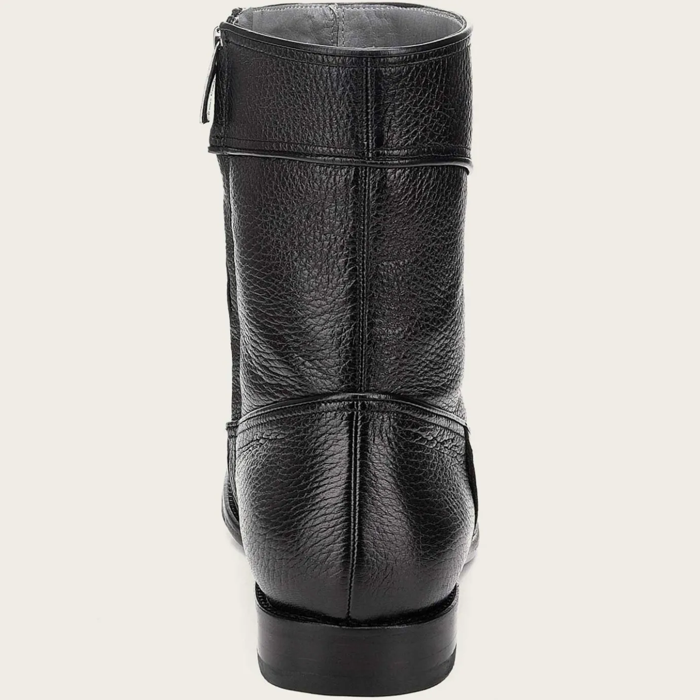 Men Cuadra Dress Boots-Hand-Painted Black Deer Leather Boots By Franco