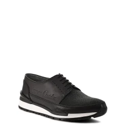 Men Cuadra Sneakers-Hand-Painted Black Exotic Leather Sneakers