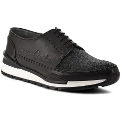 Men Cuadra Sneakers-Hand-Painted Black Exotic Leather Sneakers