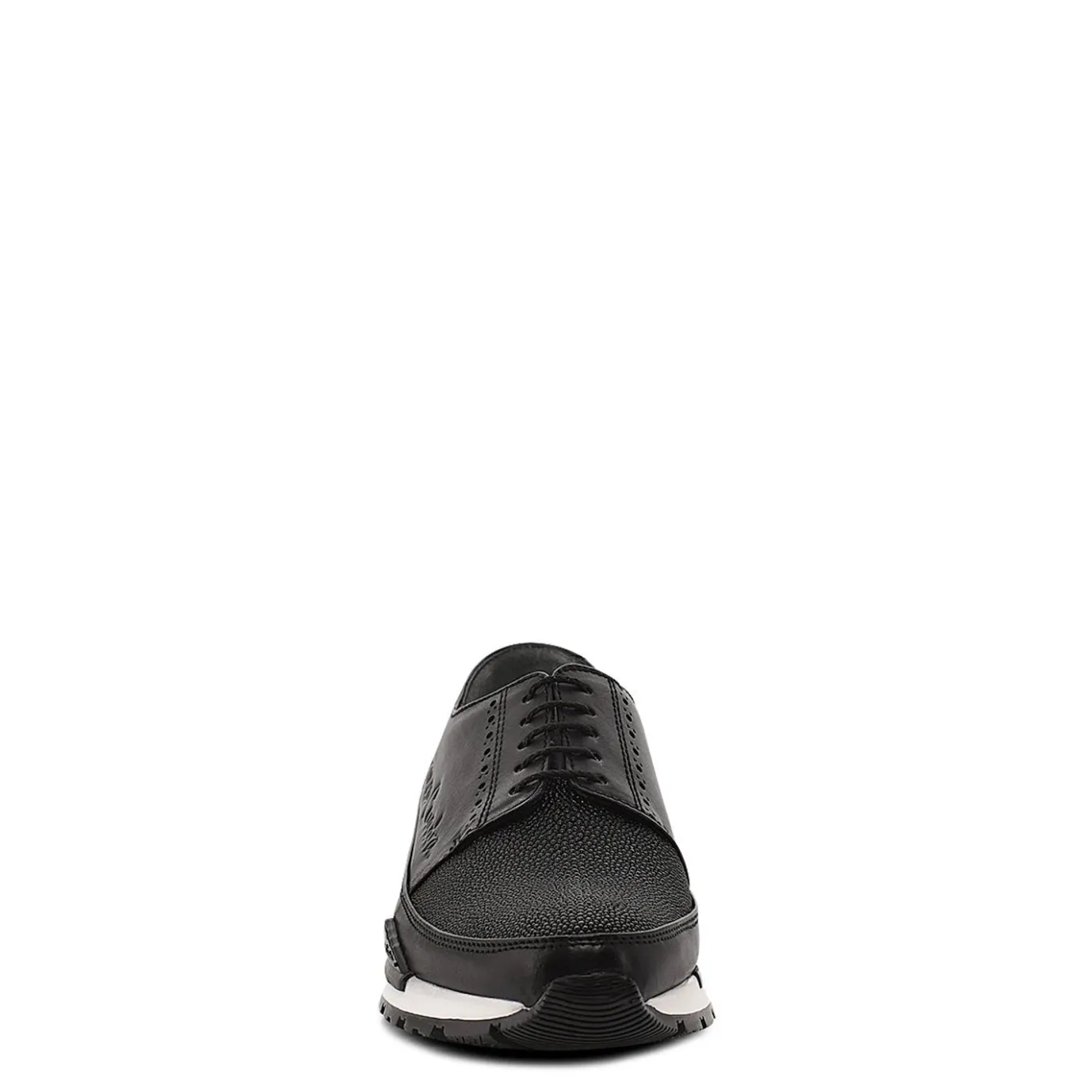 Men Cuadra Sneakers-Hand-Painted Black Exotic Leather Sneakers